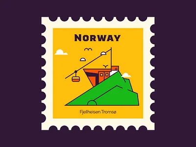 Fjellheisen Tromso - Norway design flat icon illustration line norway vector