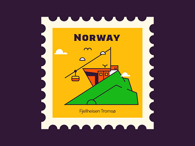 Fjellheisen Tromso - Norway design flat icon illustration line norway vector