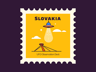 UFO Observation Deck - Slovakia design flat icon illustration line slovakia vector