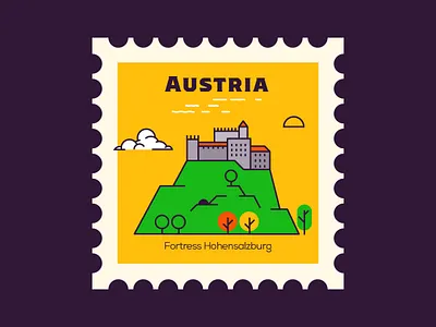 Fortress Hohensalzburg - Austria austria design flat fortress icon illustration line vector