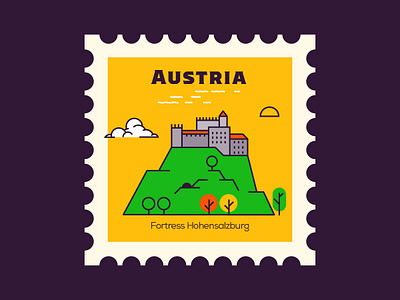 Fortress Hohensalzburg - Austria austria design flat fortress icon illustration line vector