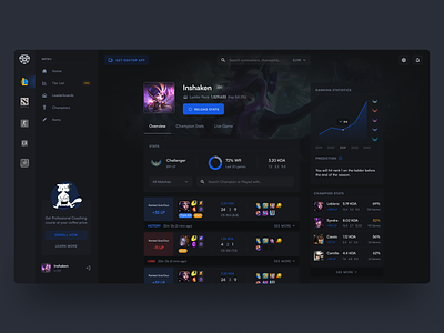 Smurf.gg - League of Legends Statistics Website analysis app builds champion coaching colorful dashboard dashboard ui design icon league of legends lol map op.gg player skill statistics tip ui website