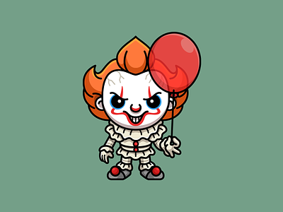 Pennywise - IT adorable illustration adorable lovely balloon cartoon comic chibi pennywise clown cute character cute halloween cute horror cute illustration cute mascot cute pennywise fanart halloween art horror movie illustration it movie killer pennywise spooky season