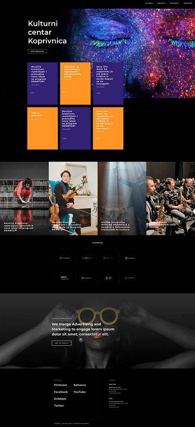 Cultural center - web design darkfooter darktheme darkweb ui webdesignportal webportal