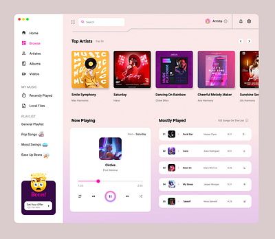 music player dashboard branding graphic design logo ui