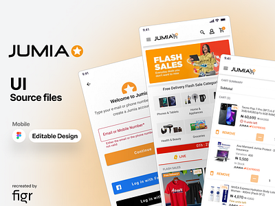 Jumia Mobile UI (Redesigned) ads african android buying cart design ecommerce editable figma free ios jumia kit landing page mobile app sales search shopping templates ui ux