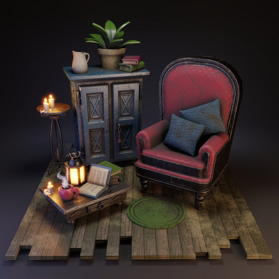 Abandoned living room 3d 3dartist 3dblender 3dillustration 3dmodel blender highpoly illustration interior lowpoly