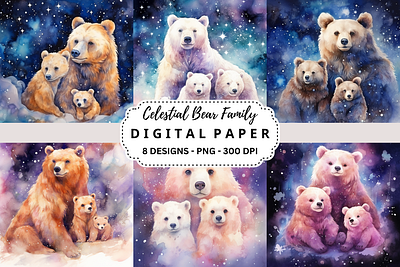 Celestial Bear Family Background tumbler wrap