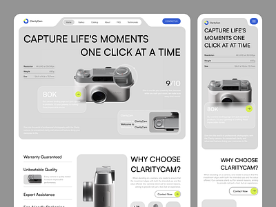 ClarityCam: Camera Store Landing Page 2024 camera design trend ecommerce landing landing page motion store ui ux web design website