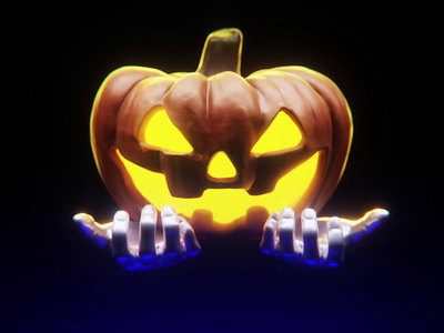Halloween 3D animation 3d animation bat blue concept dark design event ghost halloween hands holiday jack olantern orange pumpkin spooky top trend trick or treat yellow