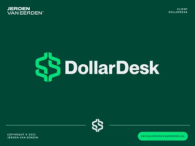 DollarDesk - Logo Design brand identity design branding convert creative logo crypto desk dollar finance identity jeroen van eerden logo logo symbol modern logo design money monogram s trading transfer visual identity design