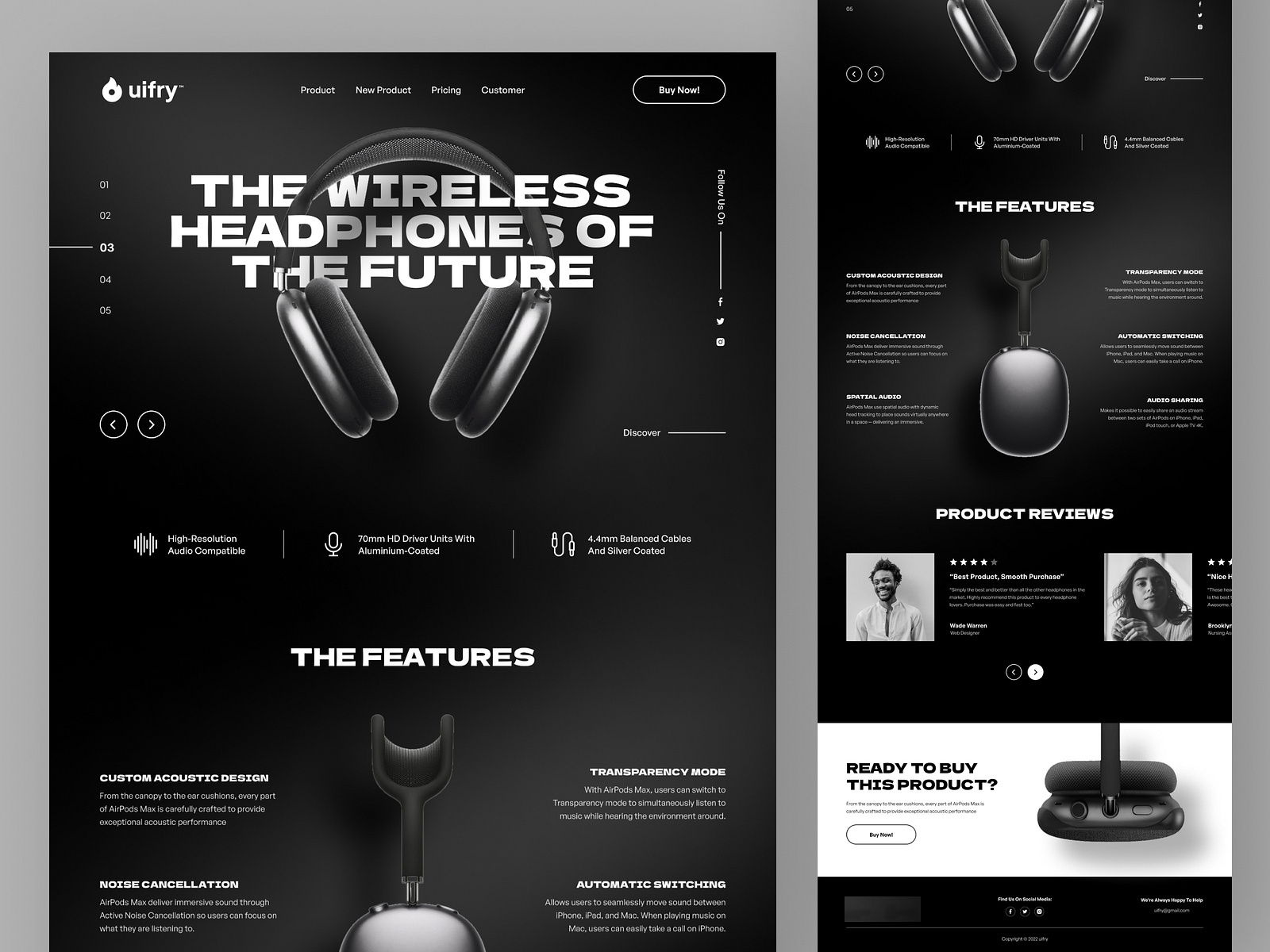 Headphone Landing Page by UIFry on Dribbble
