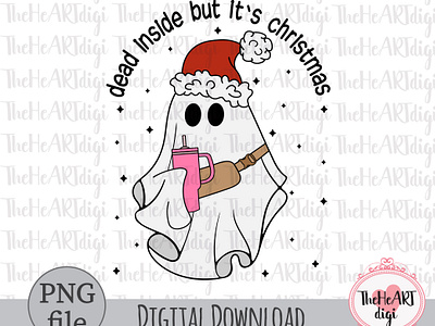 Dead Inside But It's Christmas Sublimation PNG Design bag belt bag christmas coffee cute ghost dead dead inside funny christmas ghost graphic design halloween illustration skull spooky stanley stanley tumbler sublimation sublimation png t shirt design tumbler