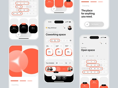 Coworking App app app design b2b platform booking coworkers coworking space interface job management minimal open space personal assistant recruiting saas schedule startup ui ux virtual meeting work work place