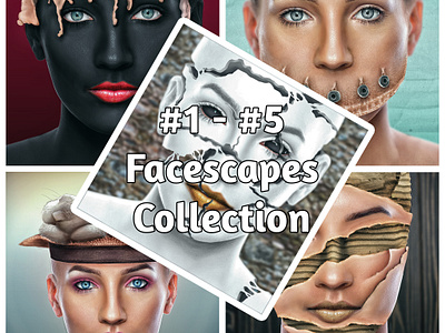 #1 - #5 Facescape Collection abstract art abstract faces abstract portrait art art commissions art for sale art prints buy art online creative portraits custom art facescape facescapes graphic design illustration personalized art photo composite photo composition unique portraits wall art ideas wall decor