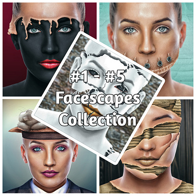 #1 - #5 Facescape Collection abstract art abstract faces abstract portrait art art commissions art for sale art prints buy art online creative portraits custom art facescape facescapes graphic design illustration personalized art photo composite photo composition unique portraits wall art ideas wall decor