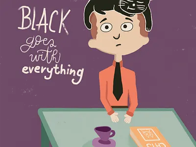 Black goes with everything... artwork black cat characer design character cute design digital art digital illustration flat graphic deign illustration illustration art illustrations illustrator pet print procreate