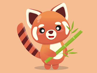Cute red panda with bamboo animal animals bamboo branding cartoon chibi cute design graphic design illustration kawaii red panda vector