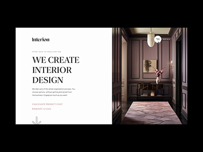 Landing Page for interior design studio animation figma hamburger interior landing landing page menu mobile motion design protopie studio ui ux web web design