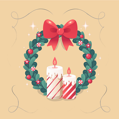 Christmas wreath with candels christmas design graphic design illustration vector