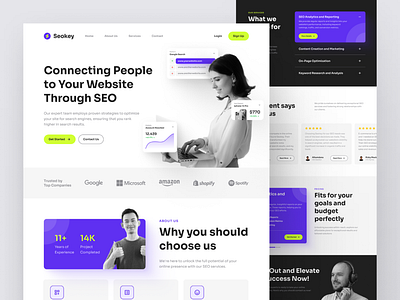 Seokey - SEO Landing Page agency branding design inspiration desktop desktop design interface landing page seo seo agency seo website services ui uidesign uiux user interface web app website website design