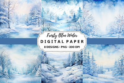 Frosty Blue Winter Watercolor Background tumbler wrap