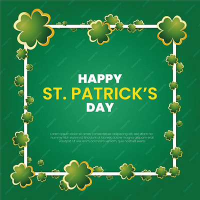 Freepik - St Patricks day background with clover and gold frame gold leaf graphic design green leaf happy patricks day logo st patricks