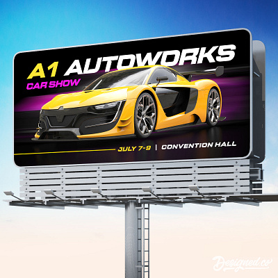 A1 AutoWorks Car Show Billboard Design automotive billboard graphic design print design