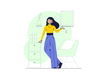 Office Illustration design graphic design icon illustration line logo minimal office person retro simple stock ui woman