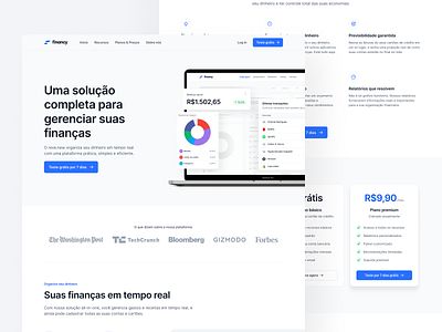 Financy - Fintech Landing Page app design dashboard figma finance finanças fintech landing page page design ui ui design ui ux ux ux design