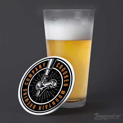 Crooked Mountain Brewing Company Coaster Design branding coaster design graphic design illustration logo print design