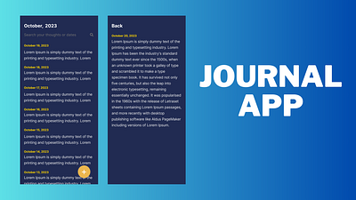 Journal app UI app mobile ui