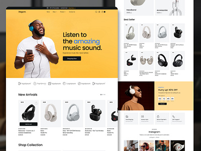 Homepage concept for 3legant E-Commerce dailyui design system e commerce figma freebie headphone hero header landing page shop online store ui website design