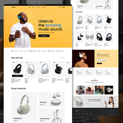 Homepage concept for 3legant E-Commerce dailyui design system e commerce figma freebie headphone hero header landing page shop online store ui website design