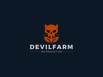 Devilfarm character devil evil flower halloween horn horror logo logotype minimalism nature scull