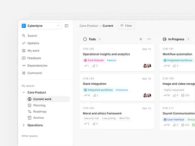 Kitemaker current work board board dashboard interface product design ui view