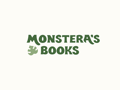 Monstera's Books Brand Identity books bookshop bookstore brand identity branding green handmade lettering local logo design logos plants retro vintage