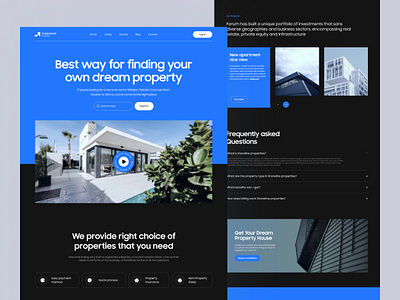 Real Estate web landing page v5 branding house apartment ios landing page minimal design product design property real estate real estate agancy real estate branding rent rental service residence ui ux visual design visual interface web web design website