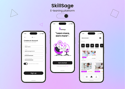 SkillSage , e-learning platform. branding design graphic design mobile product design ui ux