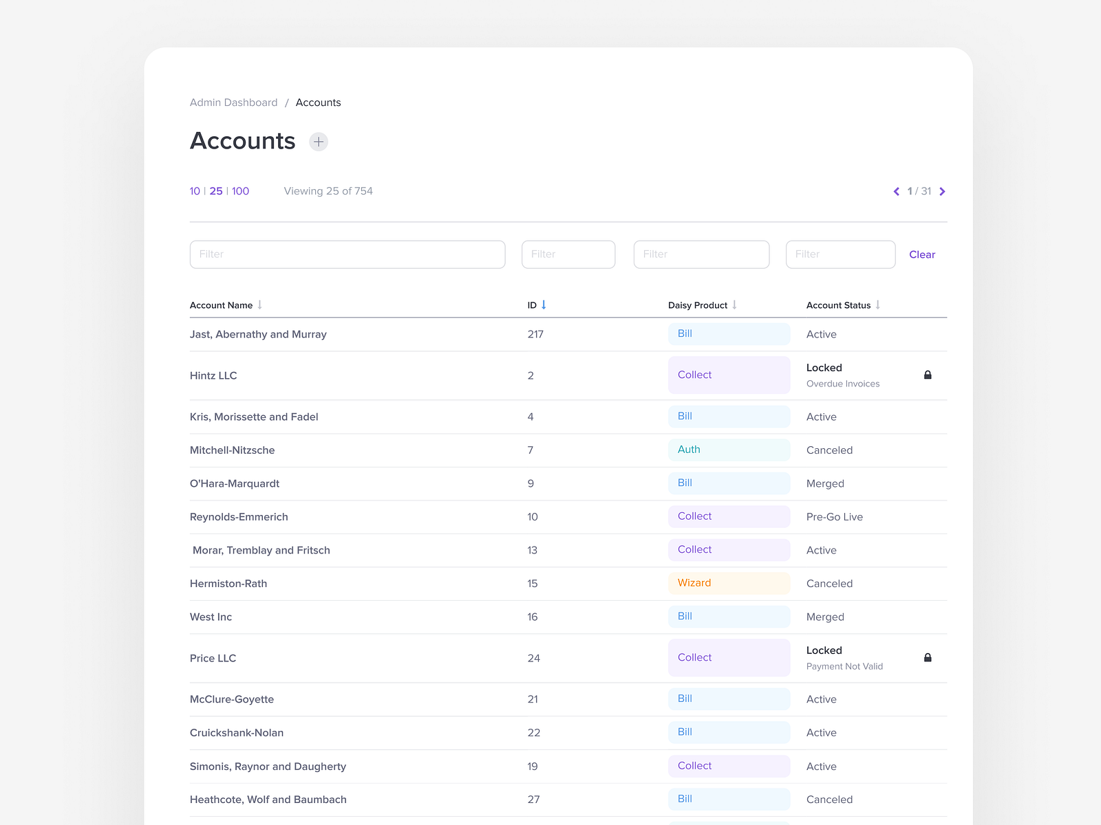 Daisybill - Accounts Management by Alex Olmsted on Dribbble