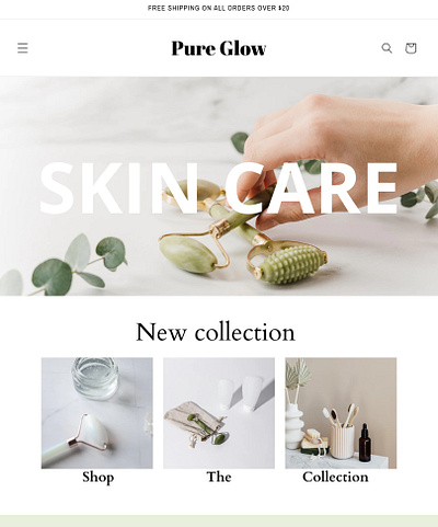 Shopify theme « Pure Glow » website design branding graphic design shopify theme theme website design