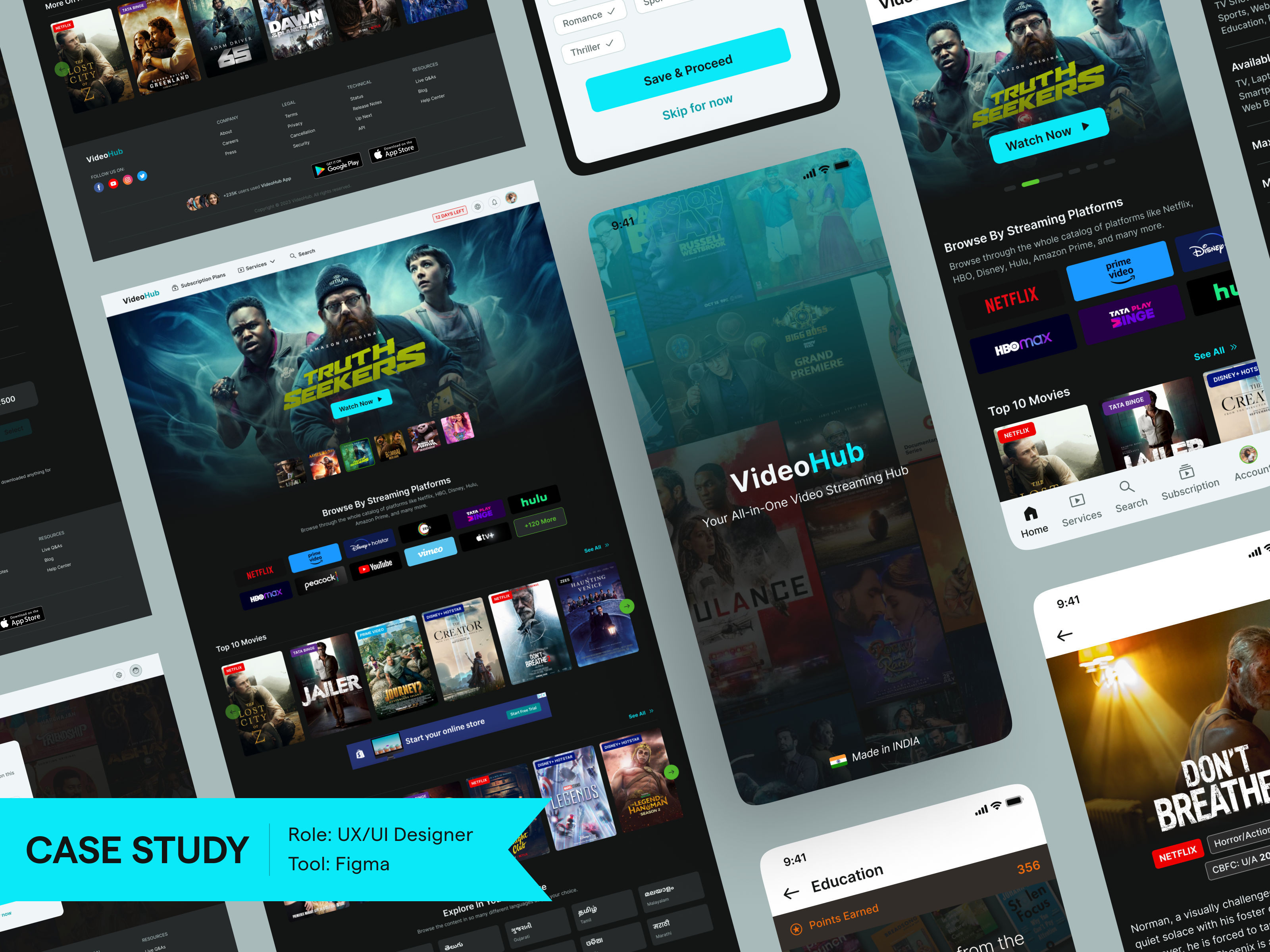 VideoHub Case Study app design case study design ecosystem map education figma login mobile app design research services streaming platform subscription ui ui design ui ux user journey video streaming visual design web ui website