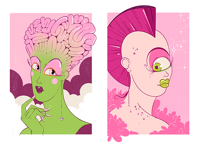 Halloween Glamour Shots Cont. character character design classic classic horror cyclops digital illustration glam glamour halloween holiday horror illustration mars attacks monster palette pink portrait procreate spooky spooky season
