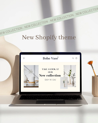 Shopify theme « Boho Vase » website design branding graphic design logo shopify theme website design
