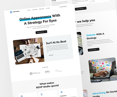 Landing Page Design: RSVP Media business clean consultancy design hero landing landing page minimal modern online presence ui ux website