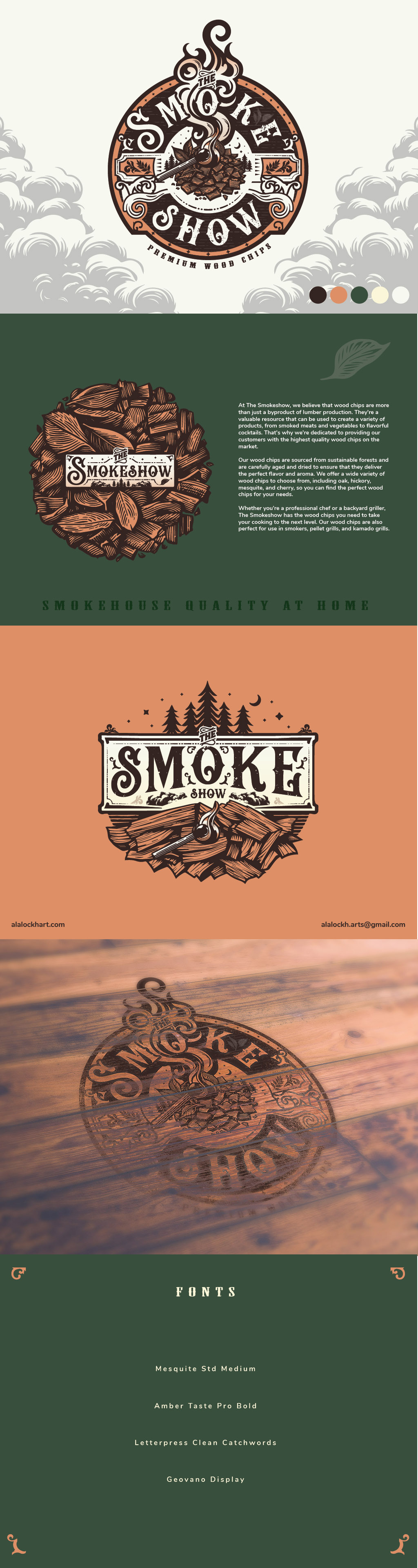 The Smokeshow: Premium Wood Chips bbq branding design emblem food graphic design grilling illustration logo outdoorcooking rebrand smoker vintage wood chips woodgrain