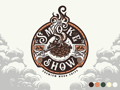 The Smokeshow: Premium Wood Chips bbq branding design emblem food graphic design grilling illustration logo outdoorcooking rebrand smoker vintage wood chips woodgrain