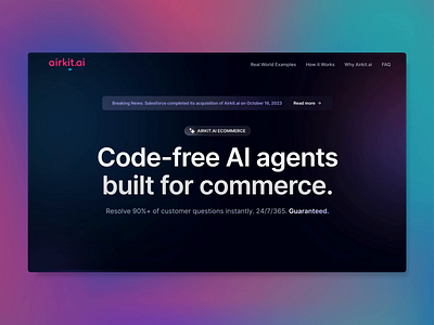Airkit.ai • eCommerce Homepage animation design uxui website
