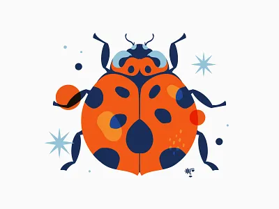 Ladybug animal blue digital art digital illustration insect ladybug nature nature art navy procreate procreate art red