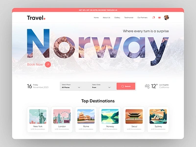 Travel - Clean and Minimal Web Design cleandesign minimalism moderndesign nature norway plain torquoise travel trend ui uiuxdesign userexperience webdesign white